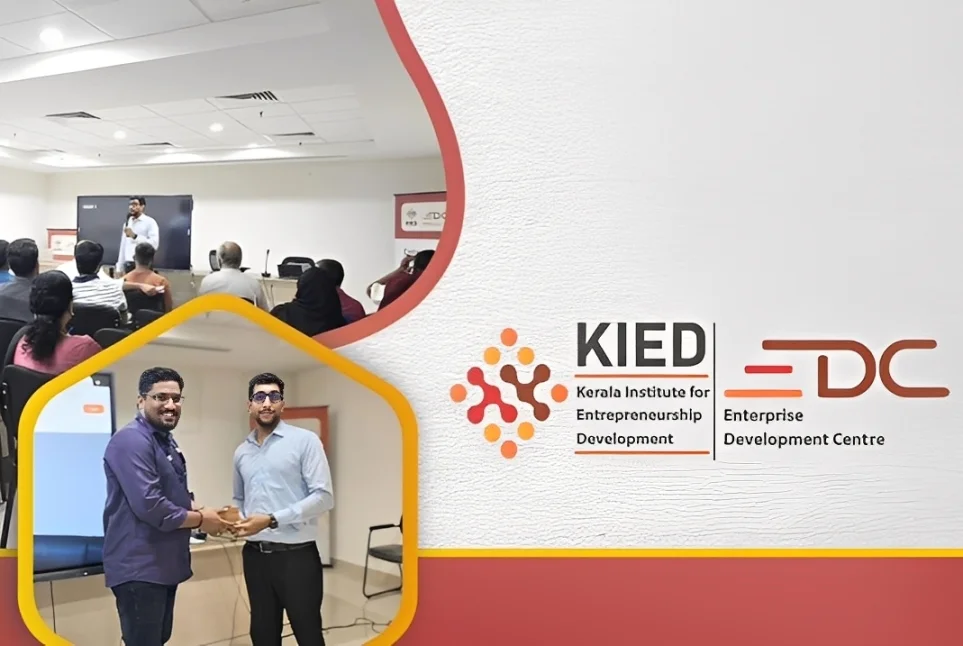 Nowfal Abdul Salam at a KIED Enterprise Development Centre entrepreneurship programme in Kerala